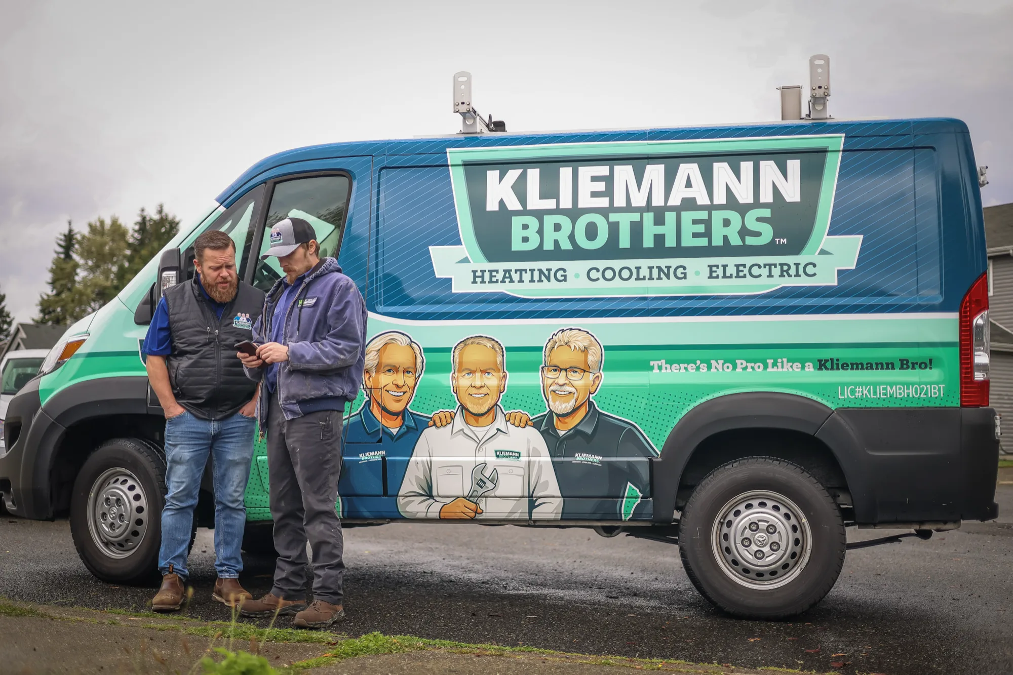 A branded Kliemann Brothers service van