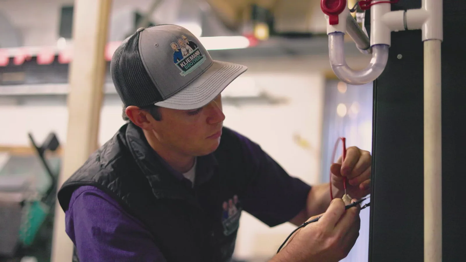 A technician running electrical diagnostics