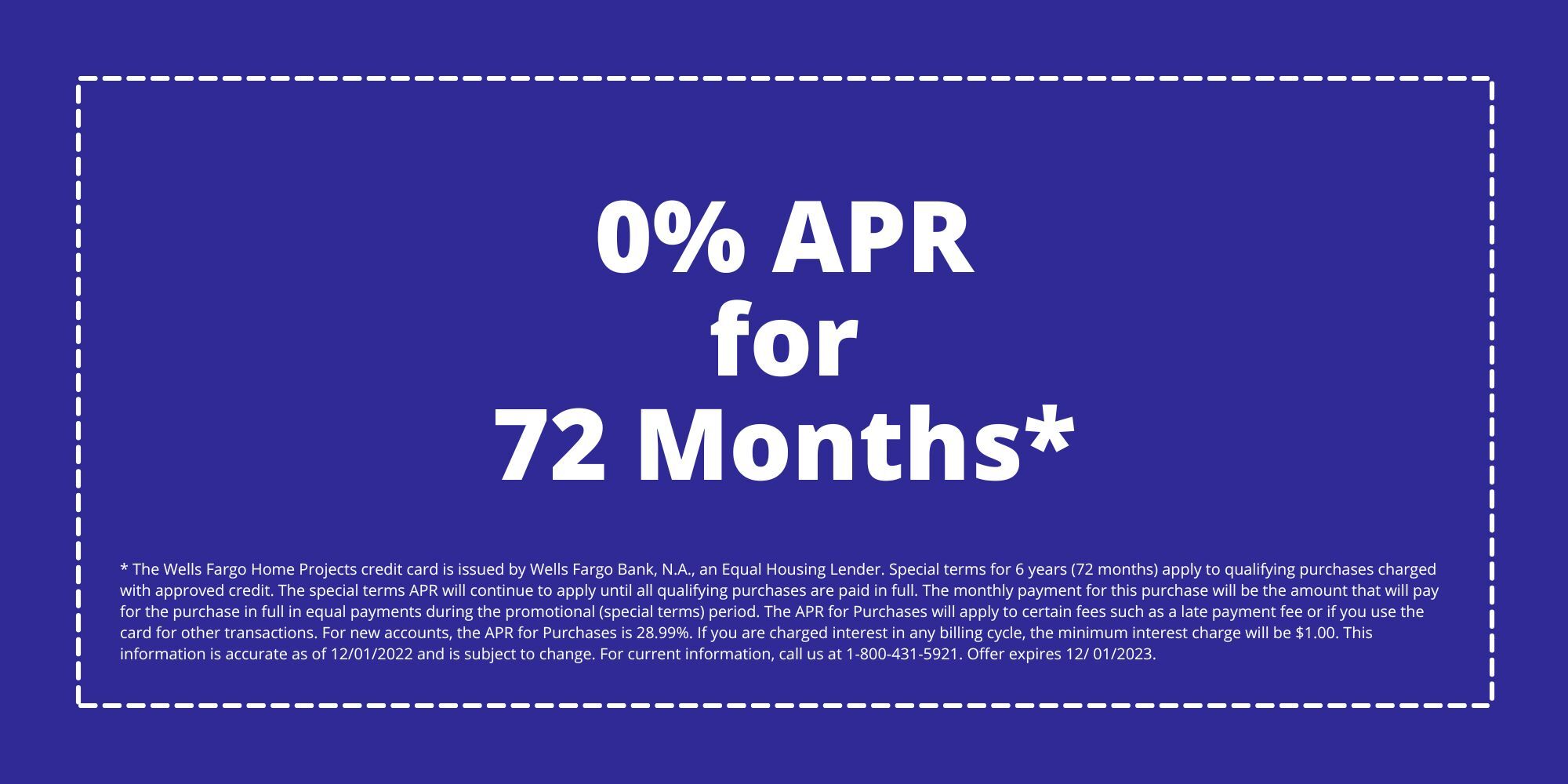 0% APR for 72 months